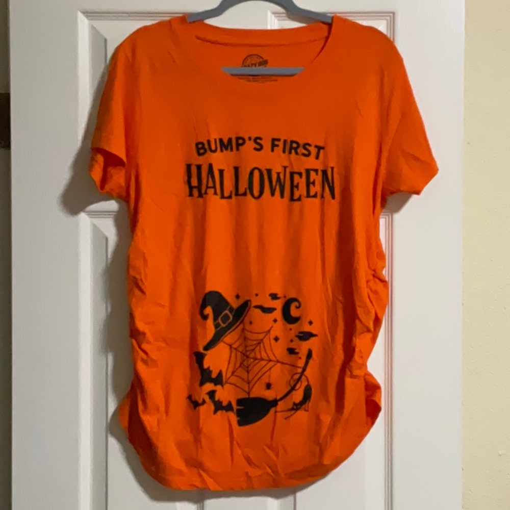 Orange Halloween Maternity T-Shirt, XL